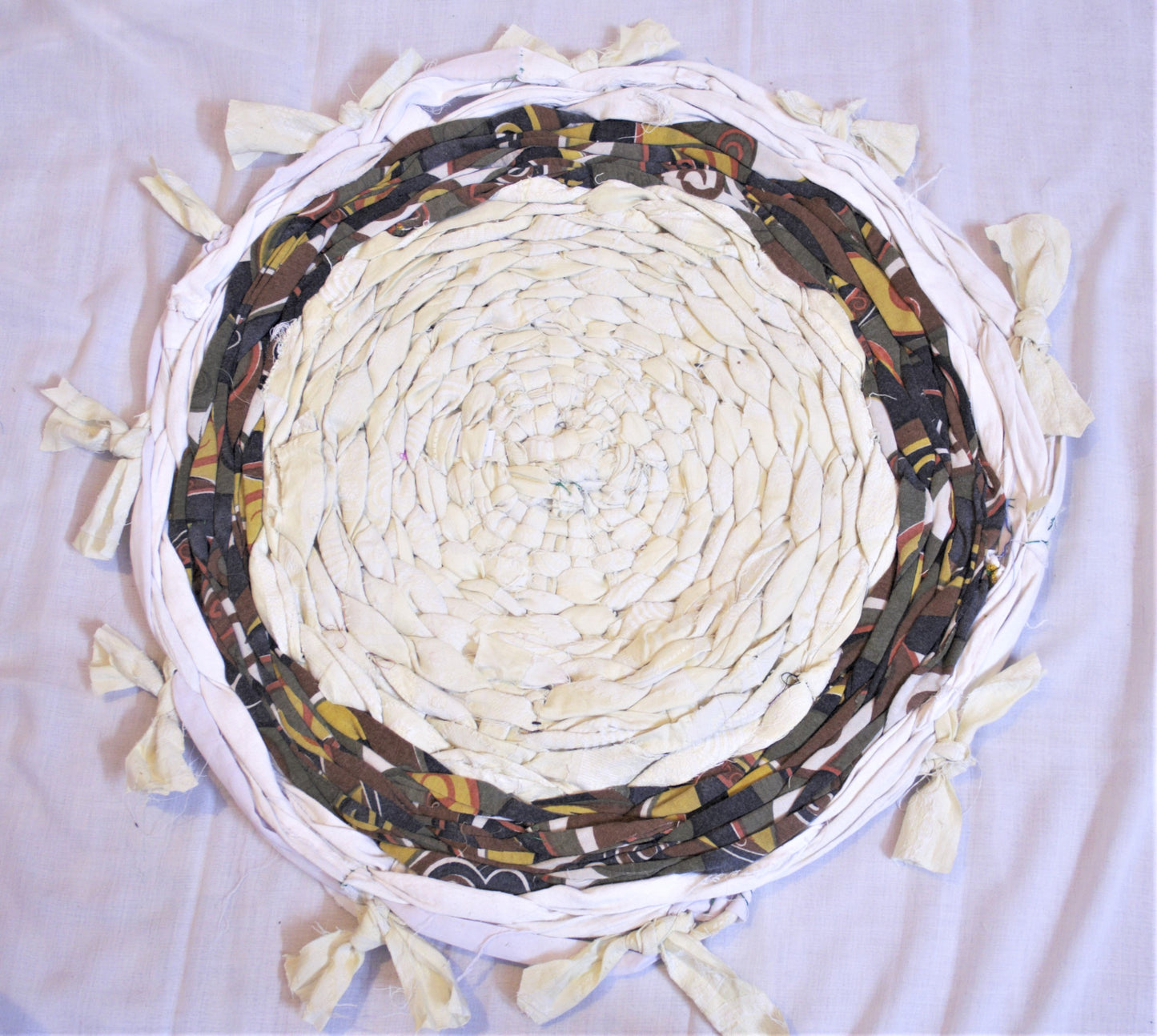 Recycled Handmade Round Asani and Foot Mat with Prints - GlitterGleam