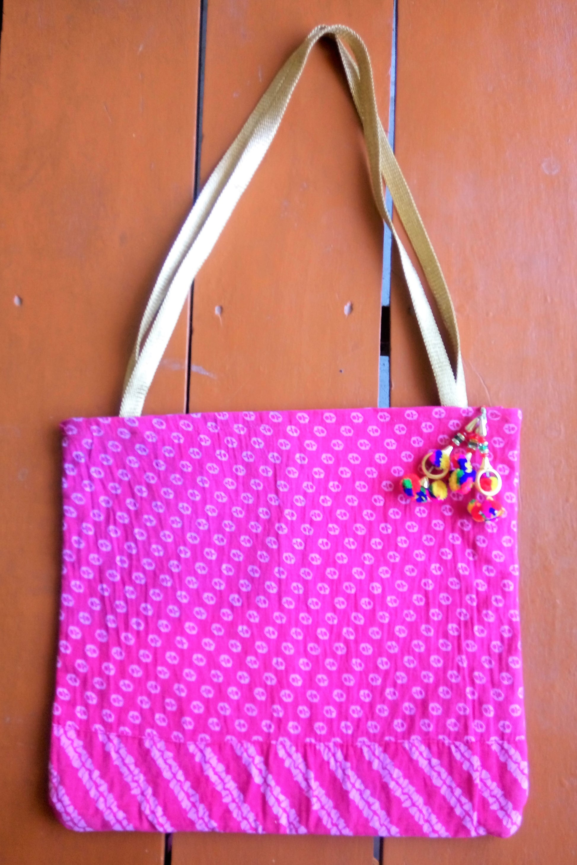Handmade Pom-Pom Recycled Bag - GlitterGleam