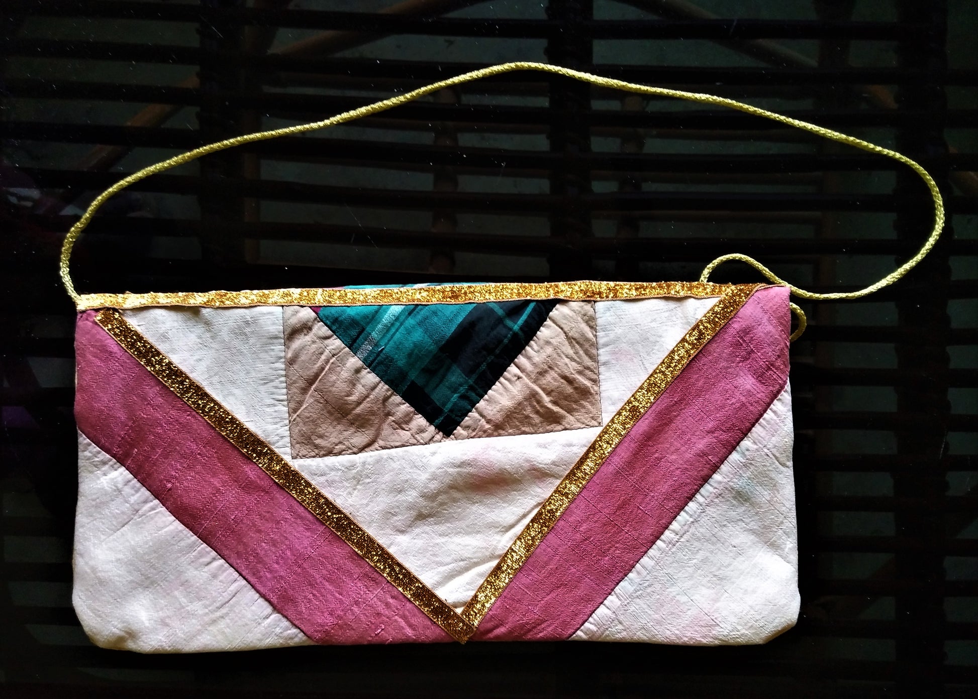 Handmade Shimmer Lacde Recycled Sling Bag - GlitterGleam