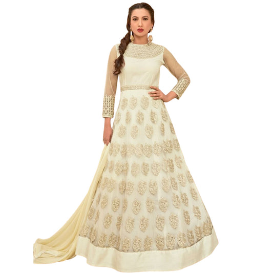 Designer Off-White Color Net Anarkali Salwar Suit