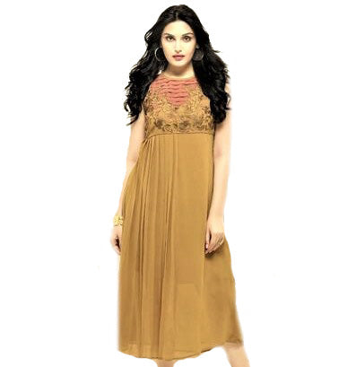 Golden colored Pleated Kurti - Glitter Gleam