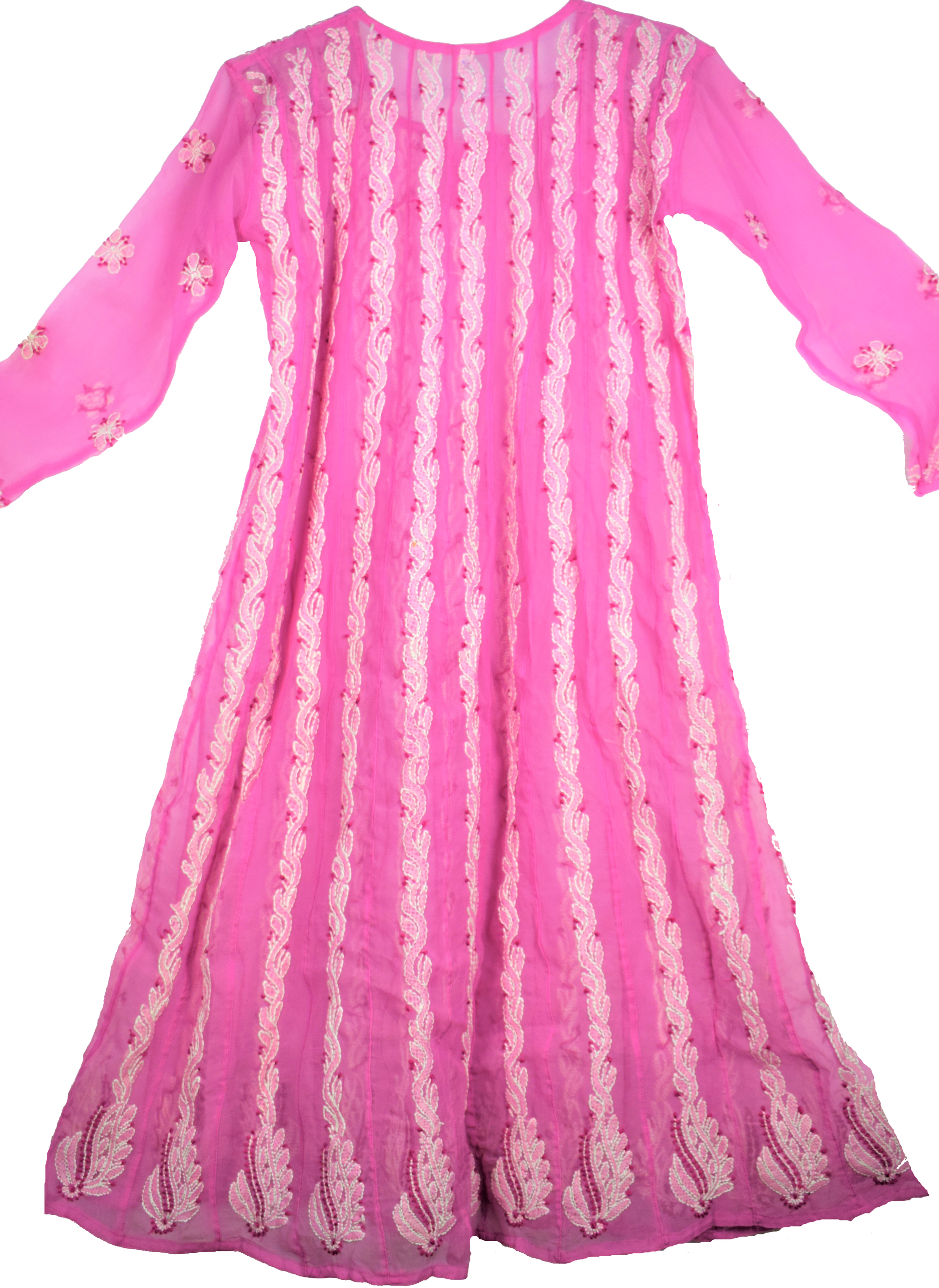 Long Chikan Anarkali Kurti - GlitterGleam